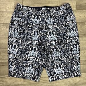 Tommy Bahama Everyday Active Bermuda Shorts Pull On Navy Blue Pattern sz L